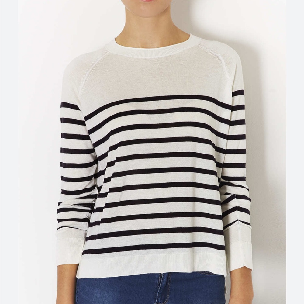 Loft black and white striped lightweight sweater size small